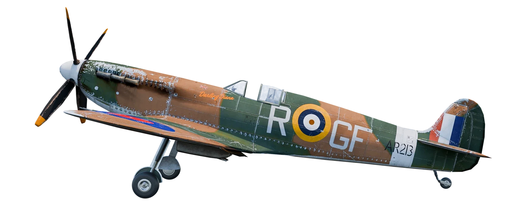 Spitfire model with landing gear down