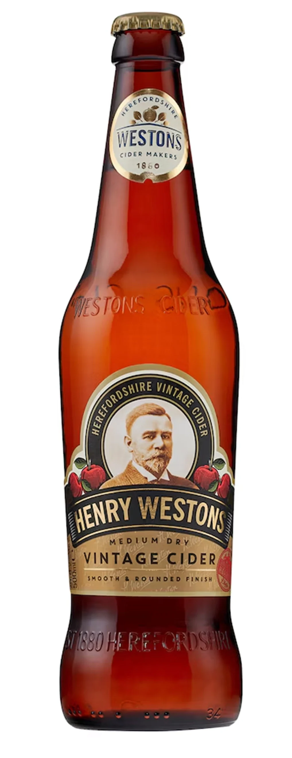 Henry Westons bottle with the redesigned label